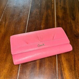 Coach Hot Pink Leather Flap Wallet